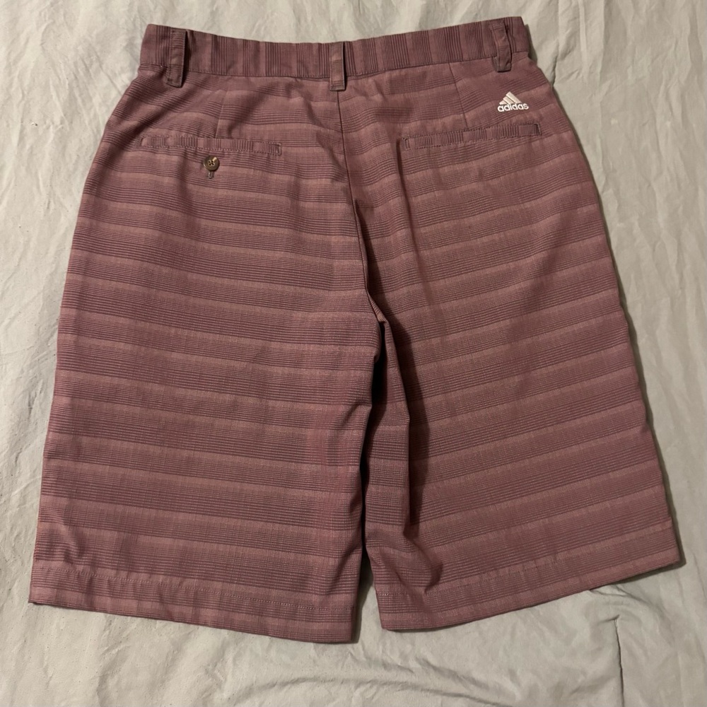 Adidas Shorts Mens 30 Golf Red/Purple Striped Check‎ Classic Preppy Casual Chino - Picture 7 of 8